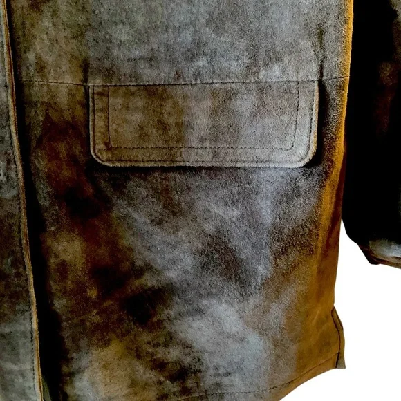 Vtg brown genuine suede leather jacket M